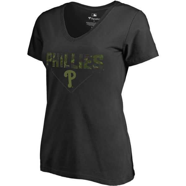 Women's Philadelphia Phillies Fanatics Branded Black Big & Tall Memorial V Neck Camo T-shirt FengYun,We sell and wholesale Women's Philadelphia Phillies Fanatics Branded Black Big & Tall Memorial V Neck Camo T-shirt FengYun on line form chian!